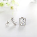 Beautiful Fashion 925 Sterling Silver Aaa Cubic Zirconia Rhodium Plating Big Emerald Earrings Silver love Knot Earrings