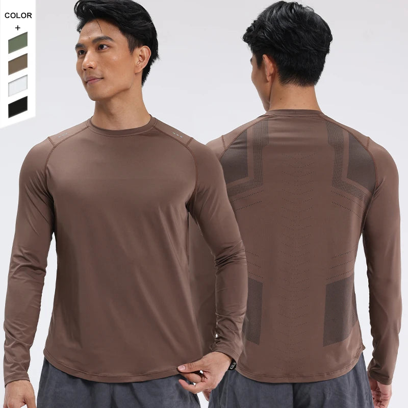 2025 New Quickly Dry Breathable Sweat-Wicking Show Muscle Gym Longsleeve Pullover for Men Running Fitness Sports T-Shirts