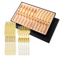 Luxury 24Pcs Gold Cutlery Set with Glitter Acrylic Handle Vintage Wedding Stainless Steel Flatware Silverware Factory Custom