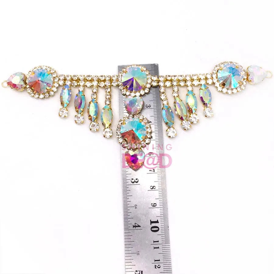 Rhinestone Appliques Sew on Rhinestone Sew on Crystal Patch Connector for Bridal Dress Hat Garment Decoration Embroidery