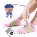 Women's Color Block 5 Toe Short Yoga Socks Custom Non-Slip All Seasons Knitted Ankle High Fitness Toe Pilates Socks