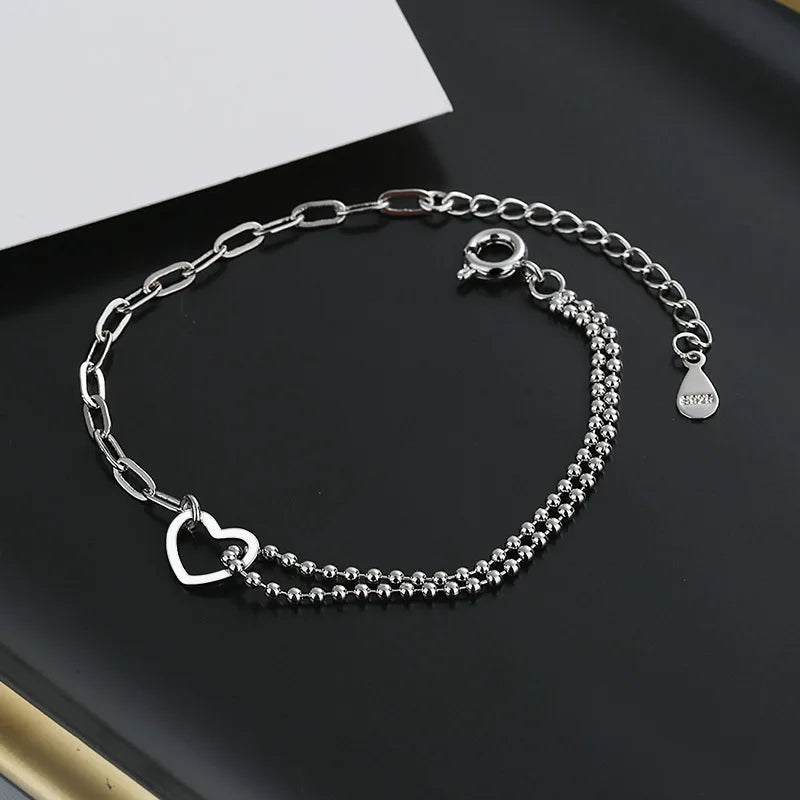 Custom Design Fashion Jewelry Bracelets Women Fine Jewelry 18K Gold Plated Hollow Heart Charm Chain Bracelet