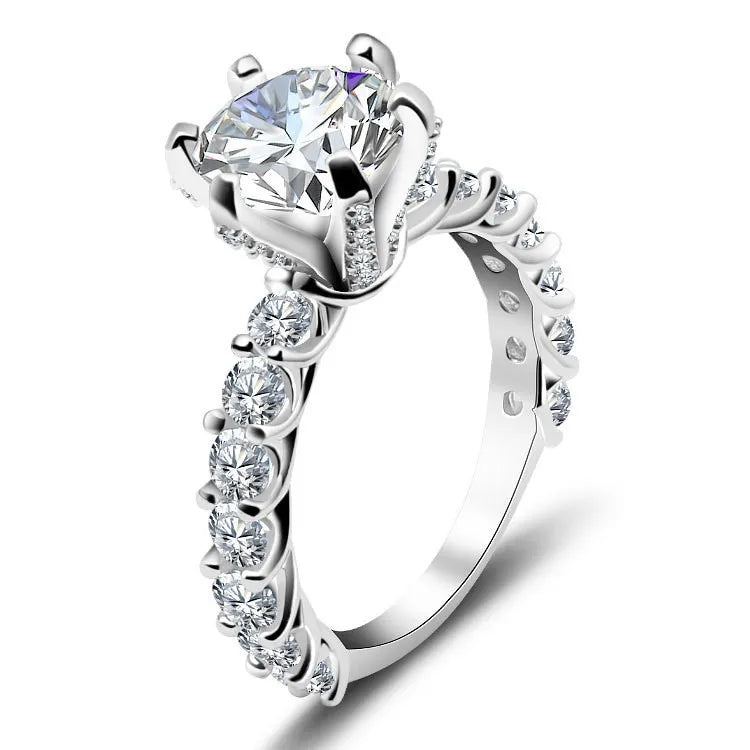 New Arrival Silver 925 Original 3 Carat Brilliant Cut Pass Diamond Test D Color Moissanite Wedding Ring for Women Fine Jewelry