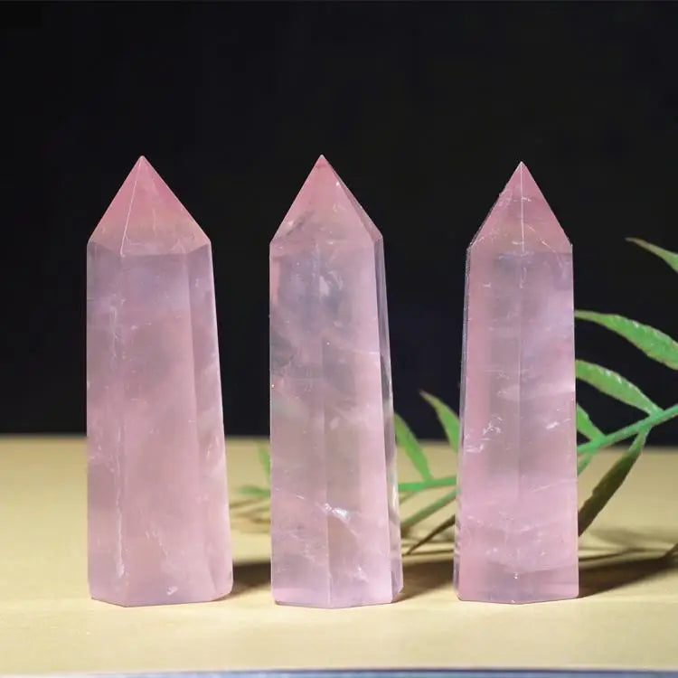 Natural Crystal Quartz Stone Rose Quartz Hexagon Column Ornaments Crystal Stone Gravel Hexagon Prism