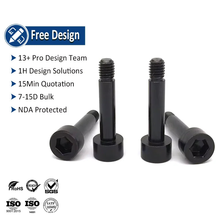 Custom Fastener M3 M4 M5 M6 M8 Hexagon Socket Head Cap Screw Black Allen Shoulder Bolt