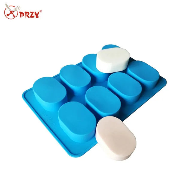 8-hole Rectangular Oval Cake Mold Handmade Soap Candle Silicone Mold