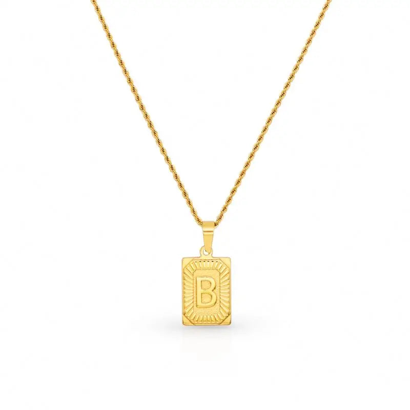 Chris April in Stock 316L Stainless Steel PVD Gold Plating Alphabet Letters Pendant Rope Chain Necklace