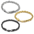 Waterproof 18K Gold Plate Rope Chain Bracelet Fashion Men's Silver Gold Black Stainless Steel 6mm Rope Chain Bracelets Wholesale