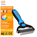 Pet Fur Knot Cutter Dog Grooming Shedding Tools Pet Hair Removal Brush Double Sided for Long Hair Deshedding Comb
