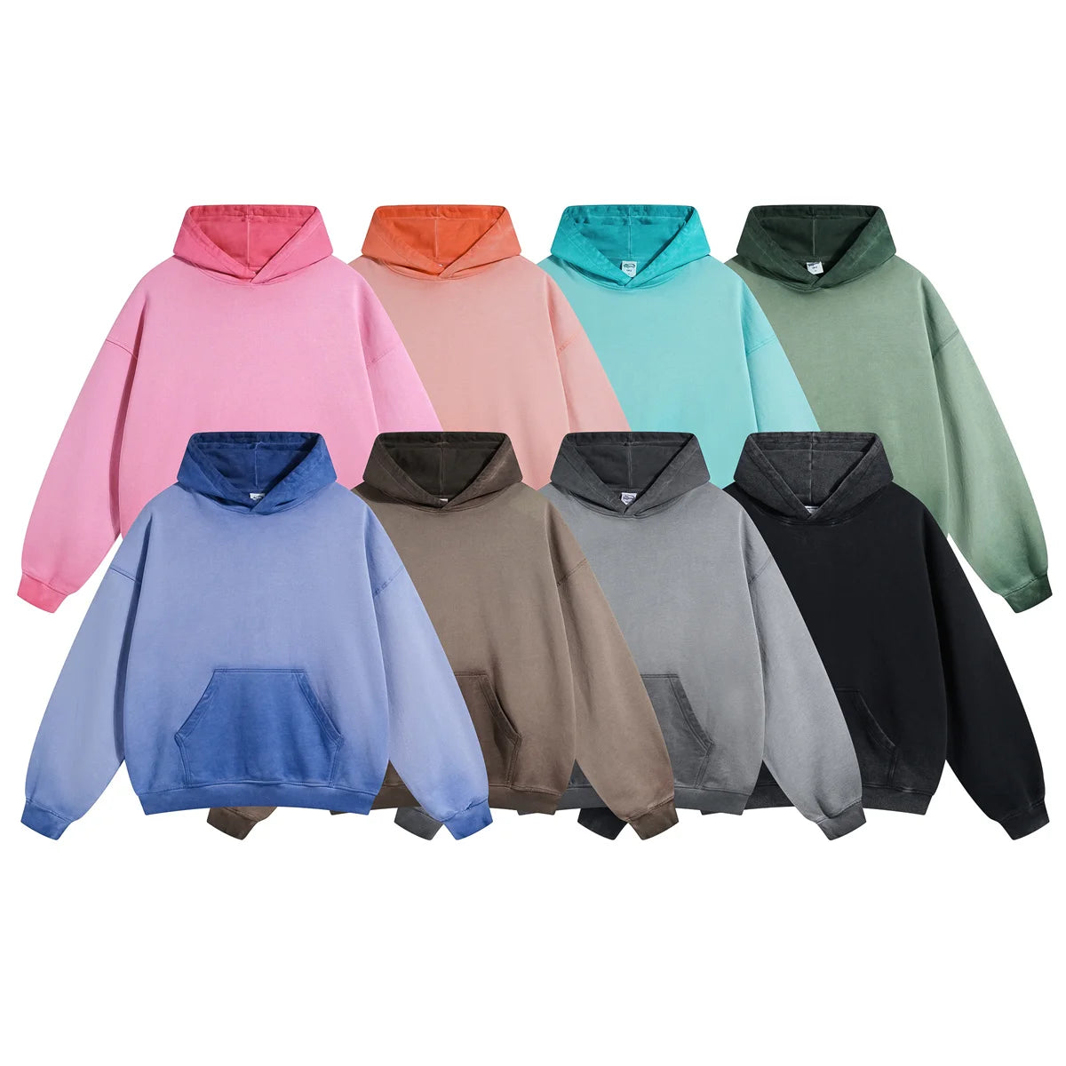 Men Oversize French Terry Cotton Sweatshirt Custom Drop Shoulder Vintage Baggy Crop Boxy Sun Fade Distressed Acid Wash Hoodie
