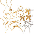 J&D Design Bow 18K Gold Stainless Steel Snake Chain Bow Knot Pendant Necklace