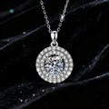 Luxury S925 Sterling Silver Round Vvs D Color 2CT  Moissanite Pendant  Necklace for Women Gift