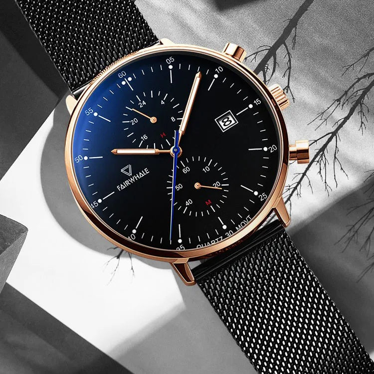 Wholesale Custom Logo Quartz Wristwatches Men Stainless Steel  Watches Water Reslst Luxury Transparent Business Sports Watches
