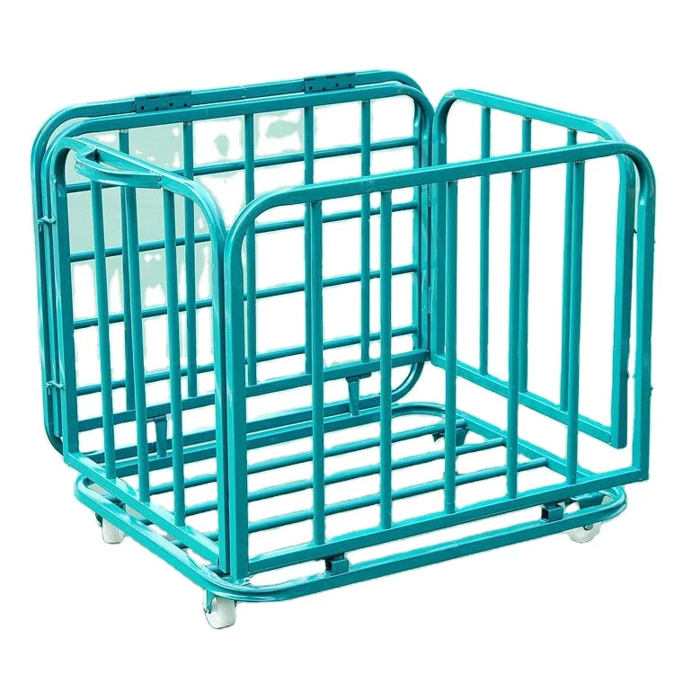 Portable Stainless Steel Folding Basketball Cart with Removable Foldable Wheels Small Size Large Ball Cart for Football Use