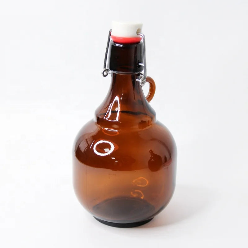 Transparent Clear Flip Glass Bottle 1L Swing Top Brewing Bottle with Stopper and Airtight Lid & Leak Proof Cap