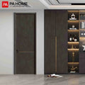 PA Latest Luxurious Modern Design House Single Bedrooms Interior Wooden Door With Aluminium Frame