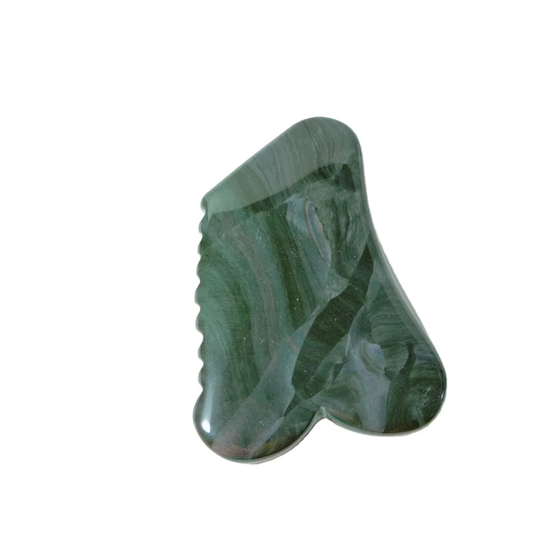 Huiying Facial Body Beauty Care Moss Agate Gua Sha Board Green Crystal Jagged square Shape Massage Stones for Good Body