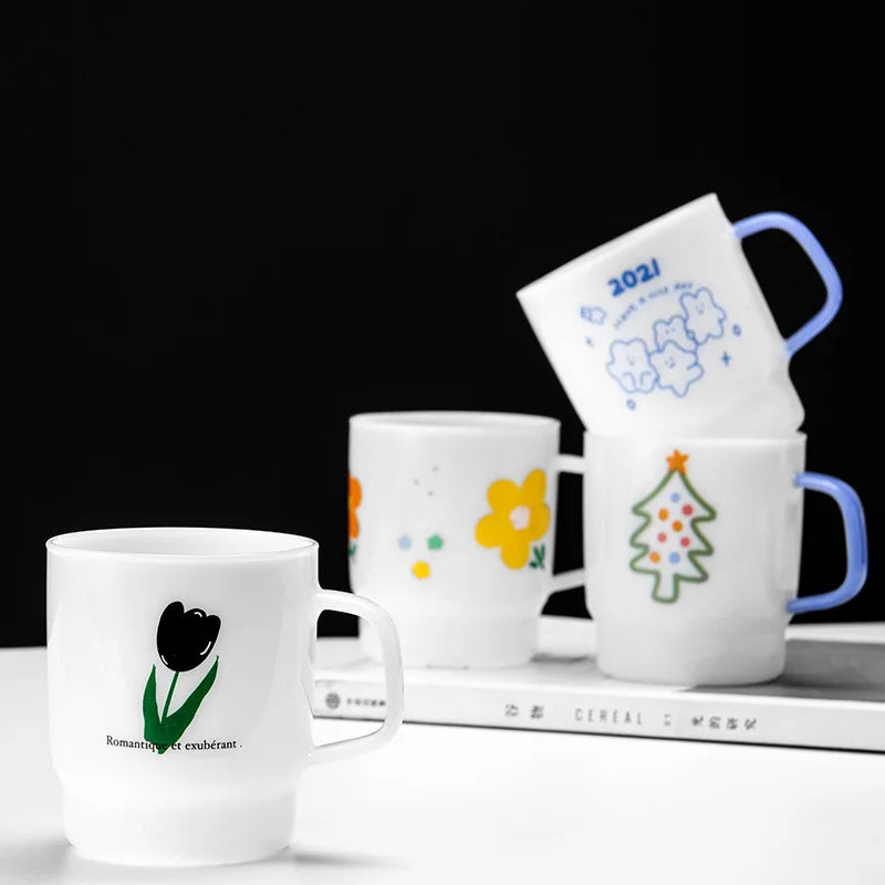 New INS Tulip Glass Cup with Handle High-value Heat-resistant Glass Cup