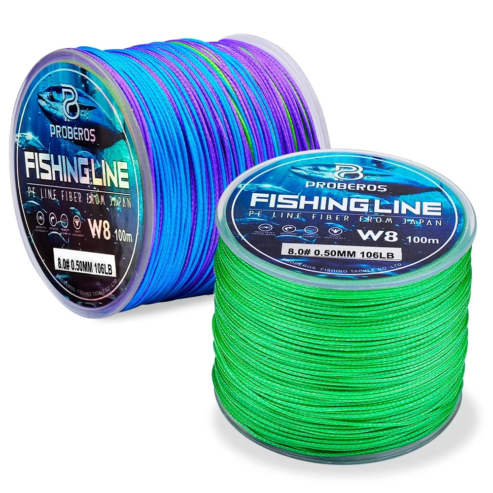 Topline Tackle PROBEROS 8 Strands Fishing Line 8 Weaves PE Braided Line Multifilament Main Fishing Line 22LB-106LB 100M