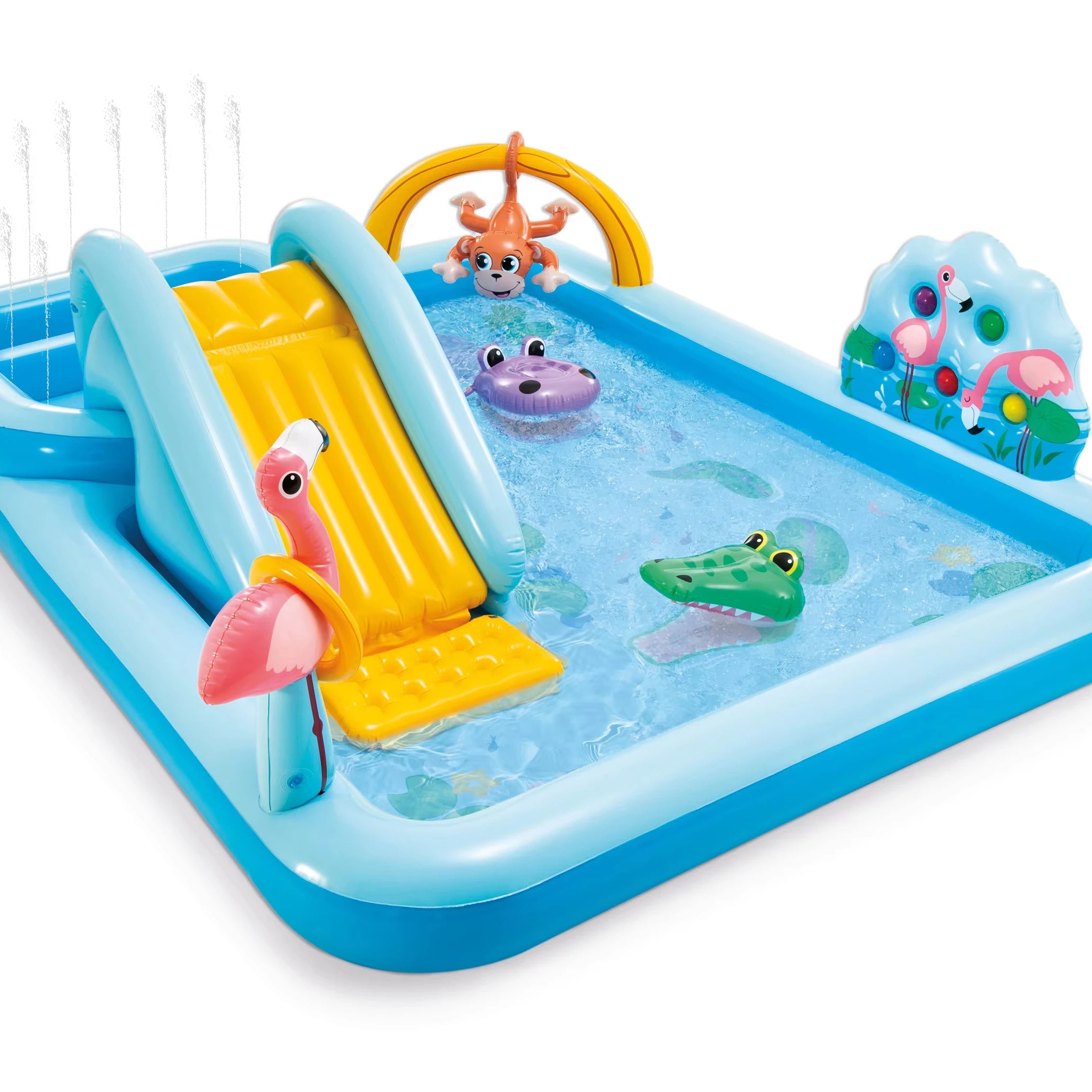 INTEX 57161 Alligator Park Water Slide Inflatable Pool for Play and Family Fun with Ocean Ball Pool