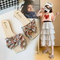 Pastoral Floral Bow Sandals Flat slippers 001