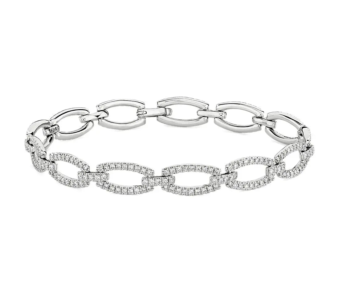 Wholesale New Ins Style Custom Design 925 Sterling Silver Shining CZ Link Bracelet Bangle Elegant Women Dainty Anklet