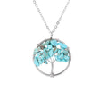 Hongzhuo New 2021 Hot sale 7 Chakra Green turquoise Tree of Life Natural Tumbled Gemstone Wire Wrapped Pendant Necklace Jewelry Jewelry