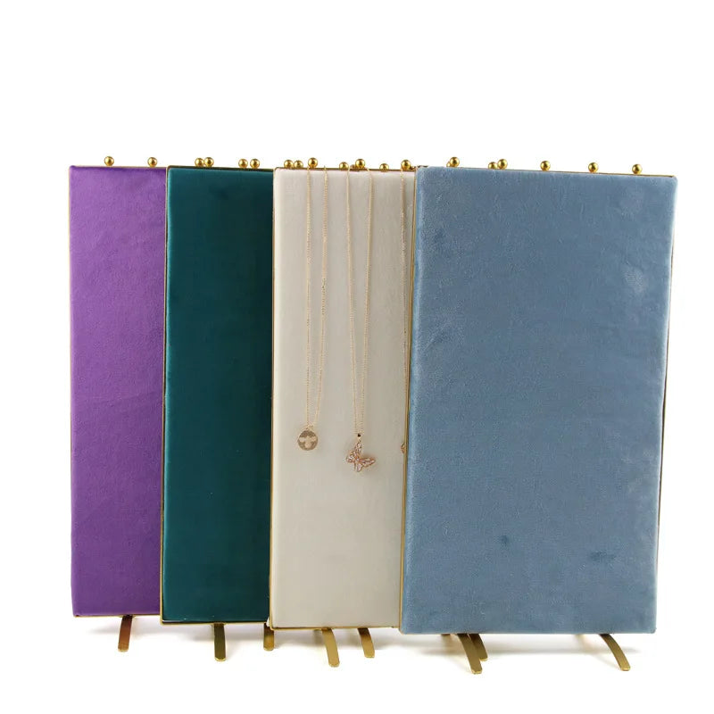 Small High-end Shops Stalls Screen Style Velvet Gold Jewelry Necklace Earrings Storage Display Prop Rack