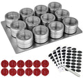 Cheap Hot Selling Stainless Steel Silver Multifunction Seasoning Spice Rack Set Magnetic Jars 12pcs Magnetic Spice Tins