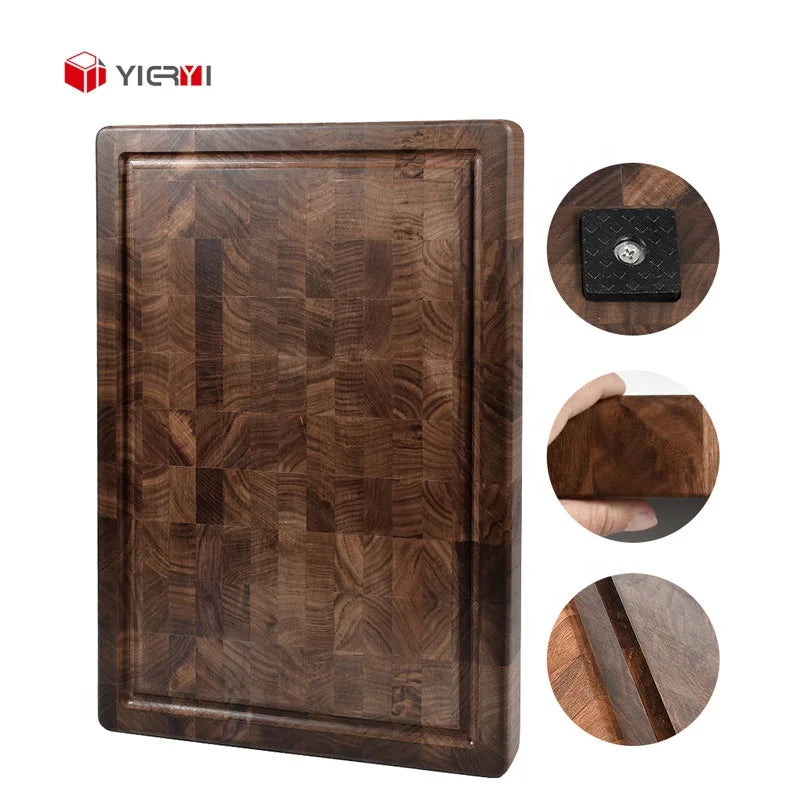 OEM Solid Thick Wooden Cutting Board Black Walnut Cutting Board End Grain Wood Chopping Board Kitchen Splicing Butcher Block