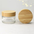Factory Promotion Price Round Bamboo Lid Wide Mouth Glass clear Eye Cream/face Cream/mast /body Cream Empty  Jar Cosmetic Jar