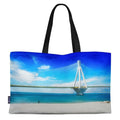 Full Color Customized Advertising logo Digital Printing Big Blue Shopping Cotton Beach Tote Bag for Woman
