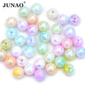 JUNAO 8mm Colorful Pearls in Bulk Necklace Pearl Beads With Hole Mix Round AB Pearls for Women Jewelry
