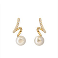 Natural Freshwater Pearl Earrings S925 Silver Needle Gold Plated Vintage French Style Luxury Fashion for Women's Party