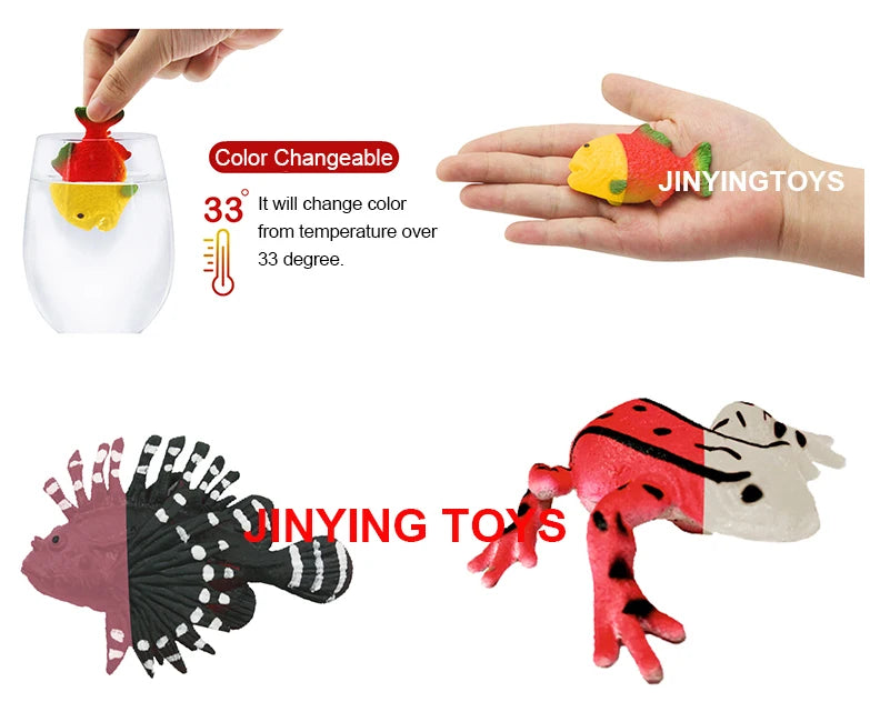 12pcs Randomly Mixed Temperature Discolor Stress Relief TPR Stretchy Soft Animal Figure ToysSqueeze Color Changeable Lizard