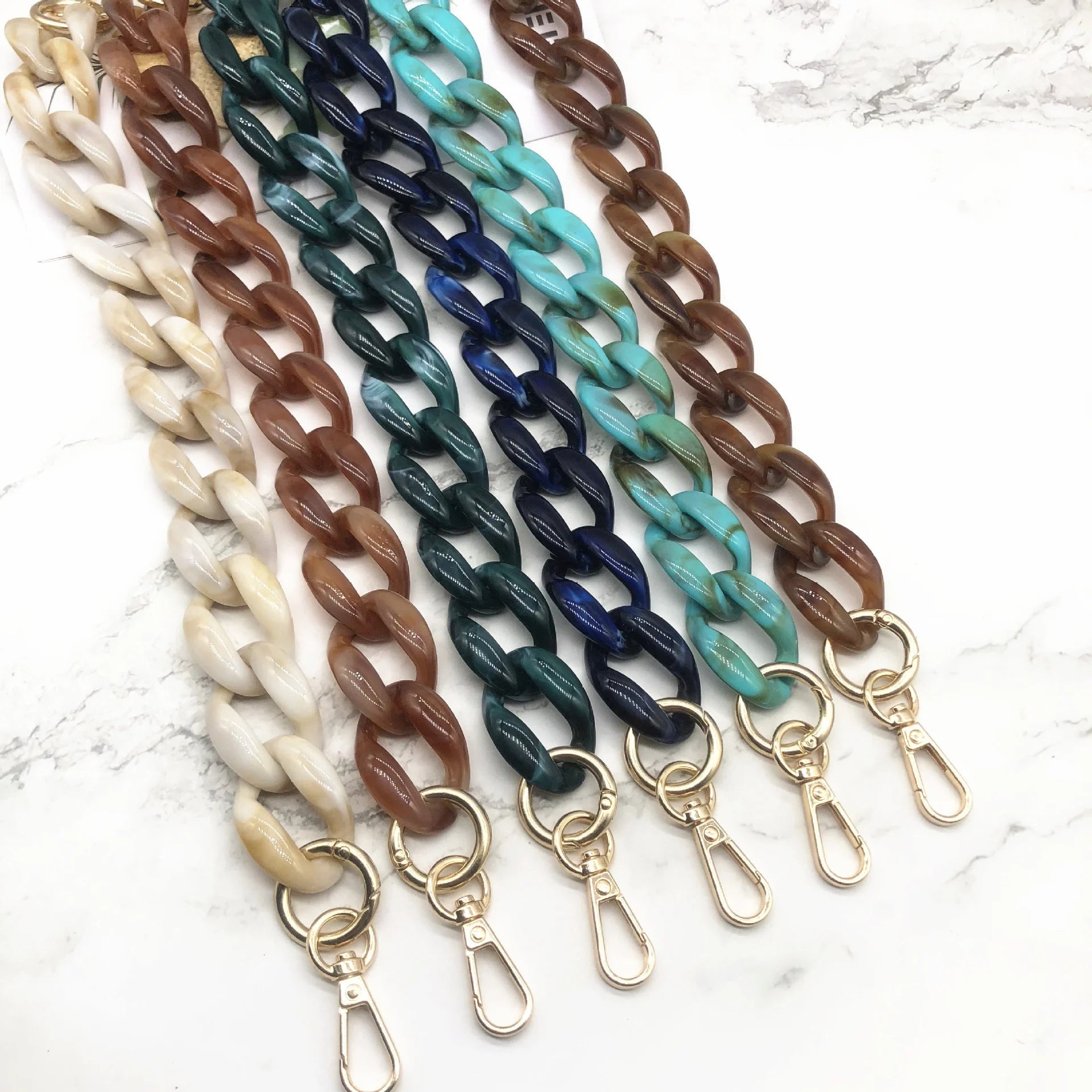Plastic Bag Accessory Acrylic Resin Thick Chain Links With Snap Hook for Phone Strap Replace Handbag Purse Strap