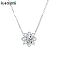 LUOTEEMI Wholesale Elegant Fashion Flower Zircon Shape Pendant Chain Woman Cubic Zirconia Women Girl Party Necklaces