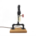 Modern Industrial Style Desk Wood Base Iron Pipe Glass Metal Steampunk Wall Decor Home Interior Design Daily Use MM Brand