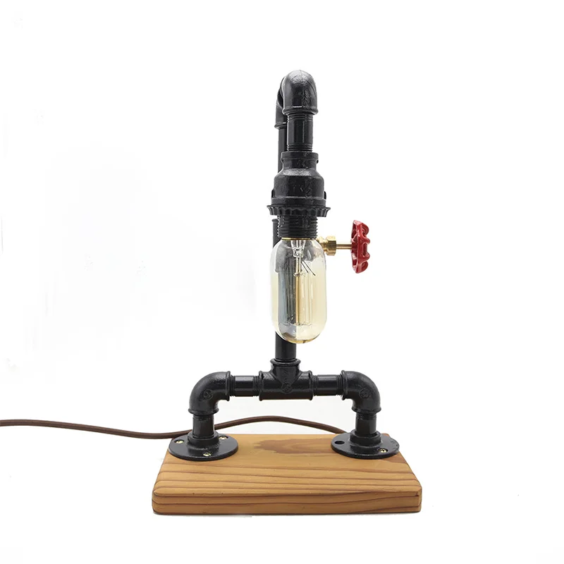 Modern Industrial Style Desk Wood Base Iron Pipe Glass Metal Steampunk Wall Decor Home Interior Design Daily Use MM Brand