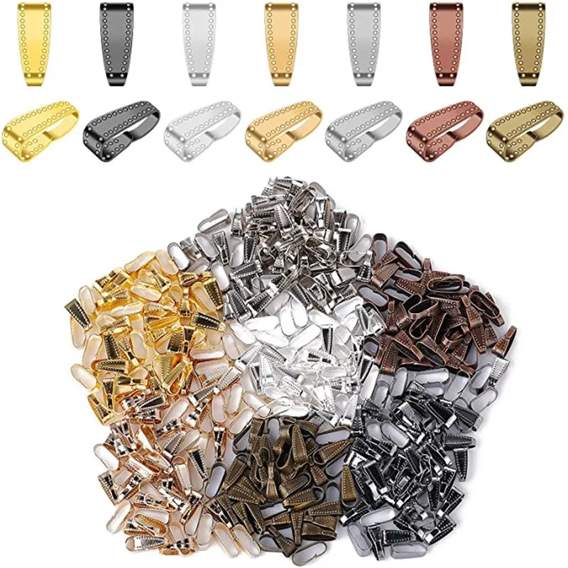 350 Pcs 7-Color Necklace Pendant Clasp ConnectorsMetallic Feeling Charms Necklace Bails DIY Jewelry Clasps Making