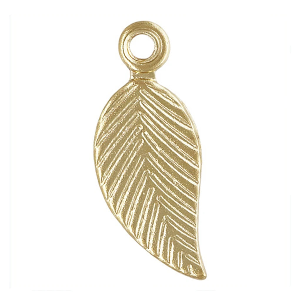 14K Gold Filled Single Hole Twill Leaf Pendant Link Piece Bracelet Necklace Earring Small Leaf Pendant