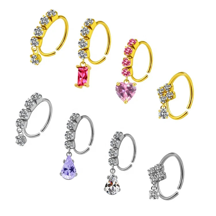Gaby Nose Hoop Stainless Steel Hoop Dangle Gold Nose Ring Bulk for Women Stainless Steel Piercing Wholesale Body Jewelry