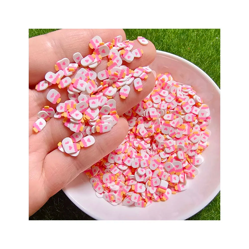 Kawaii Pink Ice Cream Heart Soft Polymer Clay Sprinkles 500g/bag Miniature Slime DIY Stuffing Embellishment