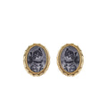 Heizun Factory's Cute Original Black Agate Cameo 3D Relief Carving S925 Silver Gold Plated Women's Earrings Chinese Weddings