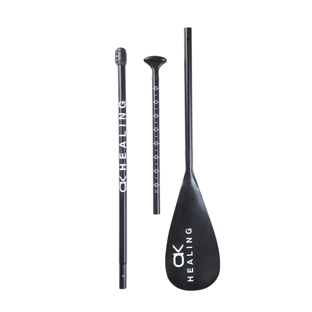 OKHEALING Custom Logo 3-Section SUP Paddle - Adjustable Aluminum Shaft & Nylon Blade (Surfing & Touring)