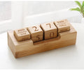Wooden Flip Desk Blocks Calendar and Perpetual Plank Table Calendar Week Month Date Display Home Office Decoration