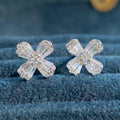 CAOSHI New Design Unique Small Earrings Flower Cubic Zirconia Stone Silver Plating Imitate Moissanite Stud Earring