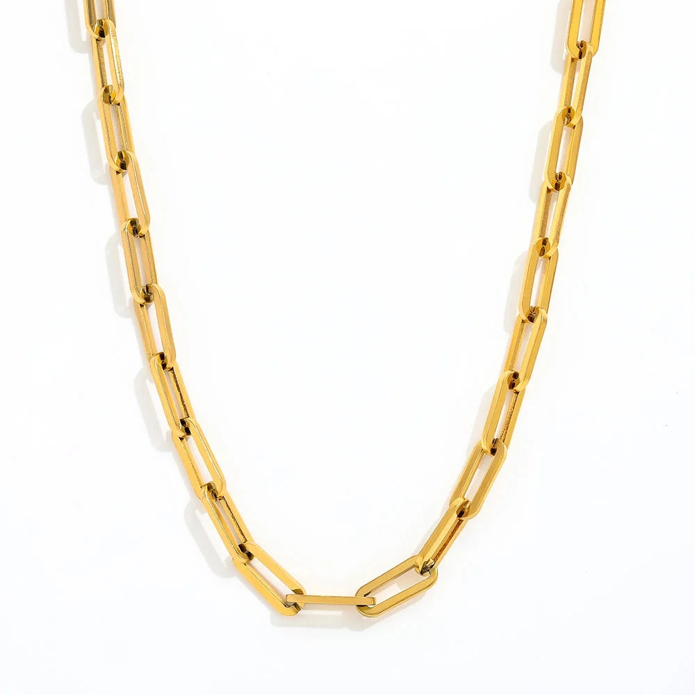 18K PVD Gold Plated Stainless Steel Paper Pin Zirconia Charm Necklace for Women Wholesale Jewelry Set