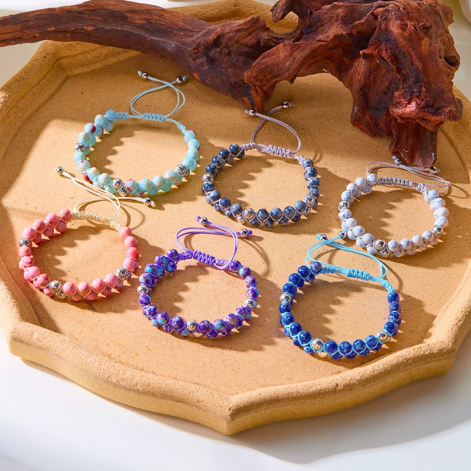 Handmade Emperor Stone Bracelets Braided Beads Wrap Fashion Jewelry for Women Girls Vintage Style Stone Bracelet Party Gifts