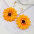 New Summer Holiday Boho Sunflower Drop Earrings Seaside Beach Artificial Sunflower Earrings for Women and Girls